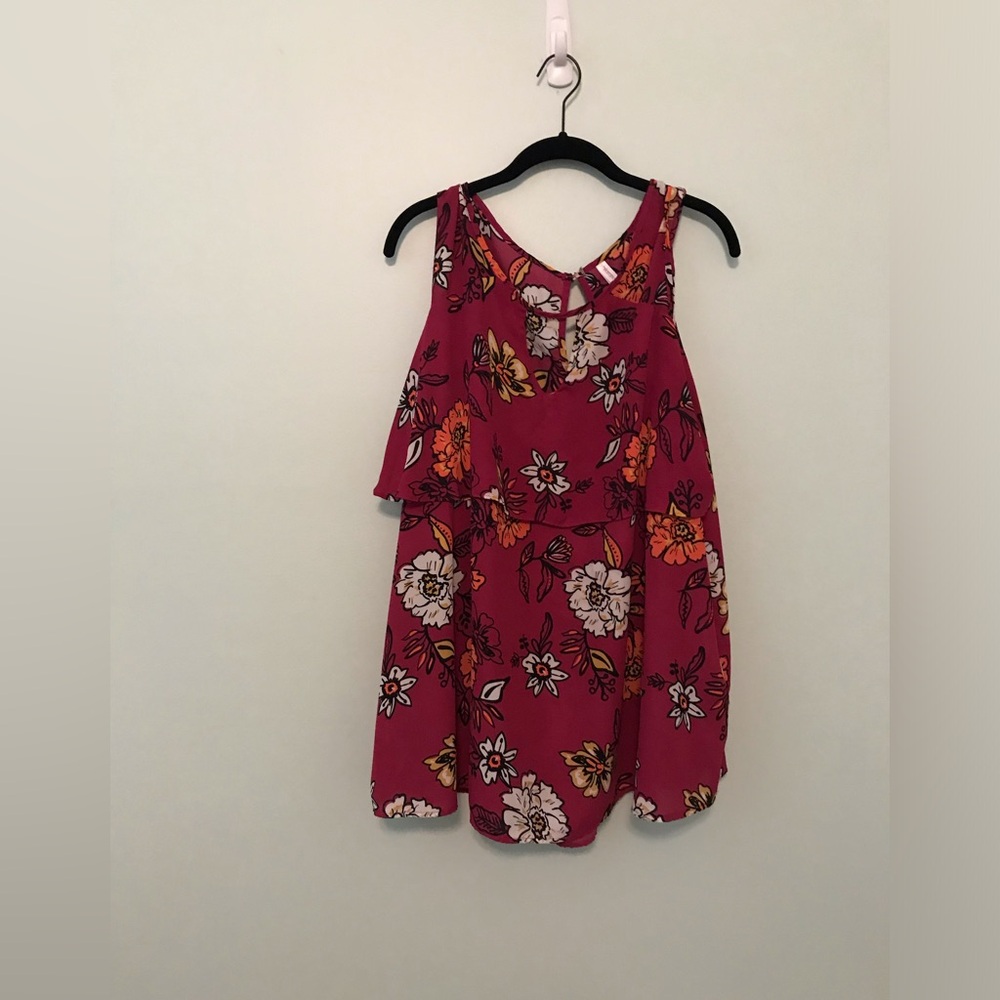 Xhilaration Purple Floral Open Shoulder Blouse Size 2X
